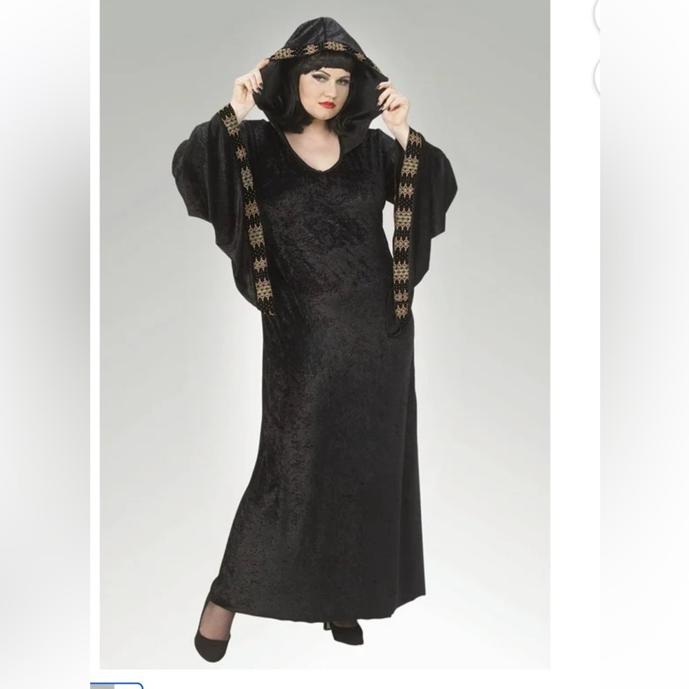 Rubies sz L black velvet hooded Midnight Priestess witch Halloween costume